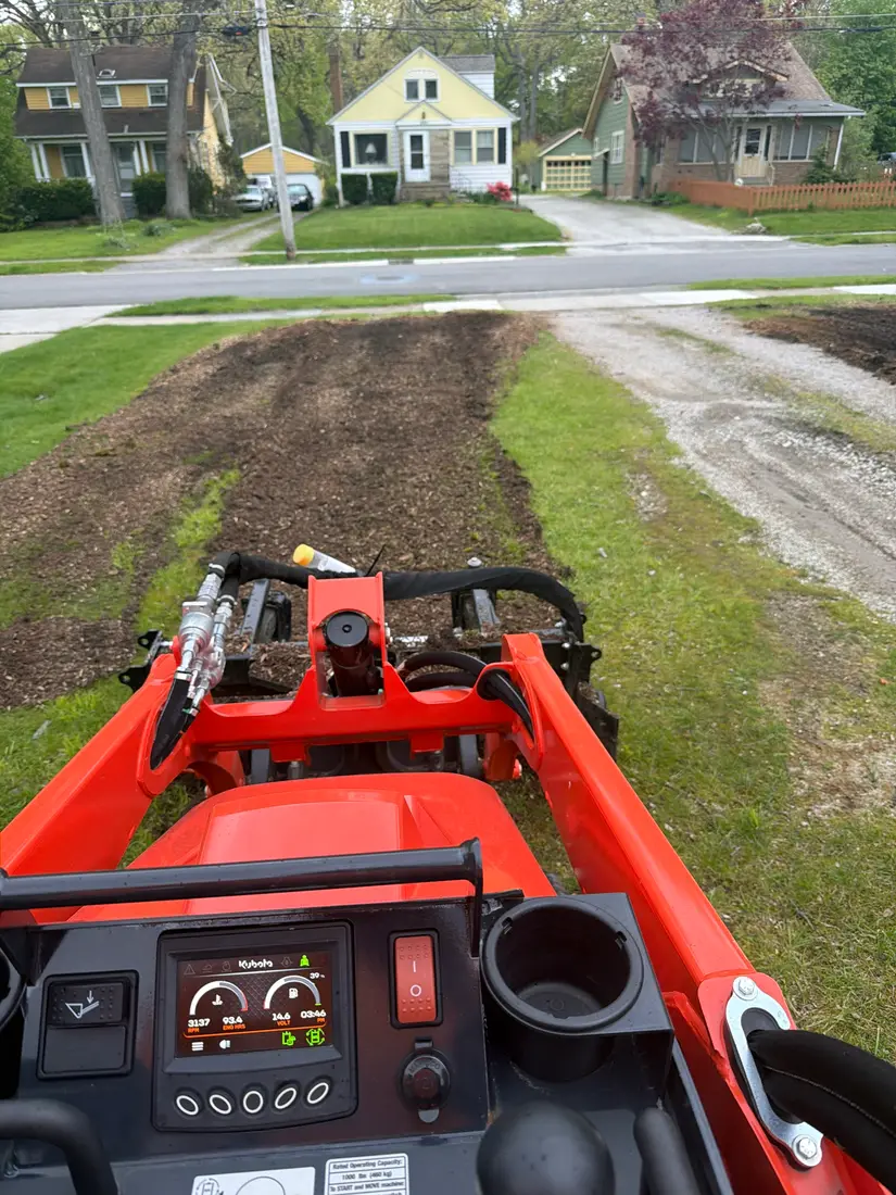 Machine grading after stump removal