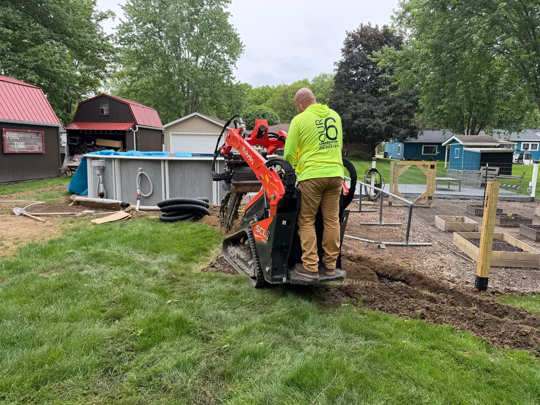 Crew building raised garden beds