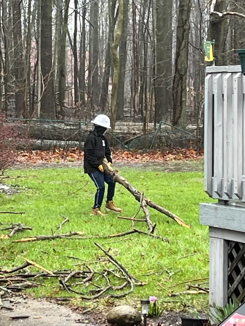 Dragging downed branches after a storm